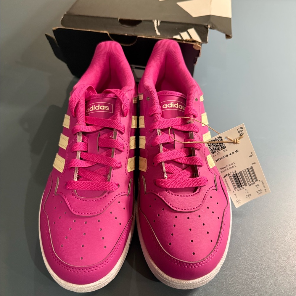 Adidas Fuchsia and White Sneakers size 6.5 woman’s - Picture 1 of 4
